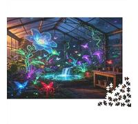 Enchanted Greenhouse 1000 Piece Jigsaw Puzzle Paper for Adults Magical Waterfall Fantasy Night Garden Focus Home Relax Gift 38x26cm/1000pcs