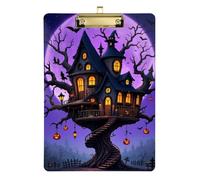 Enchanted Halloween Treehouse Mansion Clip Board Plastic for Volleyball Baseball Coaches Size 9x12