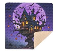 Enchanted Halloween Treehouse Mansion Soft Foam Baby Activity Play Mat for Floor Cozy Breathable Activity Entertainment Mat for Baby Kids Toddlers Infants, 50'' x 50''