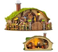 Enchanted Hill Cottage Mystic Hollow House Miniature Dollhouse Kit, Medieval-Style Model with Garden & Fireplace, Double-Sided Open Design for Adults