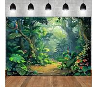 Enchanted Jungle Adventure Backdrop - vinyl Fabric, Spring Nature & Rain Theme, Green Dirt Road Design For Parties 250x180CM