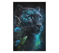 Enchanted Leopard with Blue Flowers Jigsaw Puzzle for Adults, 1000 Piece