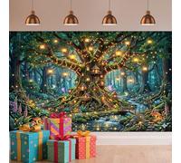 Enchanted Life Tree Forest Backdrop, 10X8ft Fairy Woodland Forest Mushroom Party Decorations Background, Fairy Tale Butterfly Garden Backdrops for Photoshoot Photo Booth Studio Props