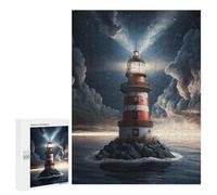 Enchanted Lighthouse in The Sky, 500 PCS Wooden Jigsaw Puzzle for Adults, Winter Activity Gift - for A Rewarding Weekend Challenge