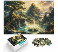 Enchanted Lotus in a Mountainous Landscape Jigsaw Puzzle, 1000 Piece | For calm, screen-free entertainment: Adult jigsaw puzzle with 1000 pieces works for solo puzzling or shared time.