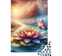 Enchanted Lotus Pond with Butterfly Jigsaw Puzzles Puzzles for Adults Kids. 1000 Piece Great Gifts Challenge Toy Educational Game Home Decoration for Educational Games Gifts 38x26cm/1000pcs
