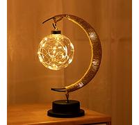 Enchanted Lunar Lamp Night Light Battery Operated Sun Moon and Star Light with Sepak Takraw Dangling Romantic Rattan Children's Birthday Hand Made Hemp Rope Iron Night Lamp for Home Bar Decorations