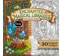 Enchanted Magical Libraries Coloring Book: 30 Cozy Fantasy Designs of Spellbooks, Fairy Libraries, Witch Shelves, Ancient Bookshops & Secret Reading Rooms for Relaxing Adult Coloring