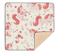 Enchanted Mare Blush Repeat Pattern Large Non-Slip Baby Playmat for Floor Comfortable Baby Play Tummy Time Mat for Baby Kids Toddlers Infants, 50'' x 50''