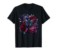 Enchanted Midnight Roses with Blue Butterfly T-Shirt