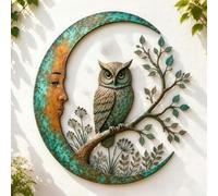 Enchanted Moon Garden Wall Art - Vintage Nature Inspired Metal Wall Decor | Dragonfly Moon Wall Decor, Garden Wall Decorations, Quiet Magic Of A Garden, Patio, Fence, Porch(C,40CM)