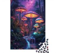 Enchanted Mushroom Forest 1000-Piece Puzzle for Adults, 38x26cm/1000pcs, A Relaxed Project for Colder Days; Low-dust Card Pieces for Tidy Sorting