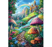Enchanted Mushroom Landscape 500 Pieces Set Classic Jigsaw Puzzle Mitos Fantástico Cuento De Hadas Couple Puzzle Partners Mind Relaxation Wall Decor Easter New Year Recycled Cardboard Material 500 P