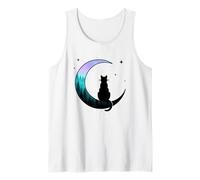 Enchanted Night Cat Crescent Moon Forest Stars Tank Top
