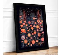 Enchanted Night Garden Botanical Framed Wall Art Print A1 Black