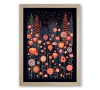 Enchanted Night Garden Botanical Framed Wall Art Print A4 (29.7×21cm) Oak, Wall Decor for Living Room, Bedroom, Office & Home, Ready to Hang, Art Gift