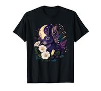 Enchanted Night Hare Moon Floral Cottagecore T-Shirt
