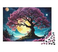 Enchanted Night Sky with Full Moon Jigsaw Puzzles Puzzle for Adults Kids. 1000 Piece Whimsical Challenge Toy Educational Game Home Decoration for Educational Games Gifts 52x38cm/1000pcs