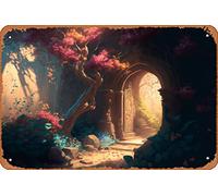 Enchanted Oasis: Exploring Nature's Splendor in a Hidden Secret Garden 2 Magic and Fantasy Animals and Creatures Nature and Landscapes Classic Man Cave Wall Art Decor 8x12 inch Metal Tin Sign Plaque
