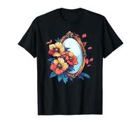 Enchanted Oval Mirror with Blooming Floral Fantasy T-Shirt