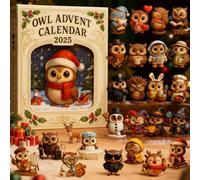 Enchanted Owl Advent Calendar 2025 | 24 Days Whimsical Christmas Countdown | 2D Acrylic Magical Owl Figurines | Mystical Holiday Decor for Christmas Tree Decorations & Fantasy Lovers Gift & Kids