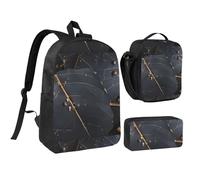 Enchanted Plant Leaves 17 Inch Backpack Lunch Bag Pencil Case Set, Cute Print, Durable Oxford Cloth.