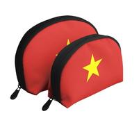Enchanted Plant Leaves Moon Cosmetic Bag, Travel Makeup Pouch, Portable Waterproof Cosmetic Pouch for Girls Women., Vietnamese Flag, One Size