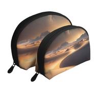 Enchanted Plant Leaves Moon Cosmetic Bag, Travel Makeup Pouch, Portable Waterproof Cosmetic Pouch for Girls Women., Desert Stars, One Size