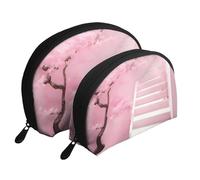 Enchanted Plant Leaves Moon Cosmetic Bag, Travel Makeup Pouch, Portable Waterproof Cosmetic Pouch for Girls Women., Cherry Blossom White Staircase, One Size