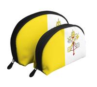 Enchanted Plant Leaves Moon Cosmetic Bag, Travel Makeup Pouch, Portable Waterproof Cosmetic Pouch for Girls Women., Vatican Flag, One Size