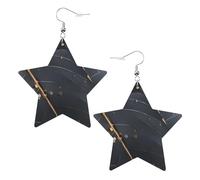 Enchanted Plant Leaves Prints Leather Star-Shaped Earrings Lightweight And Stylish Accessories For Parties Dances And Everyday Life.