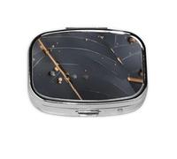 Enchanted Plant Leaves Square Pill Box with Full Print Design - Portable Metal Travel Case for Vitamins & Medication, 2.2x1.6x0.7 Inch.