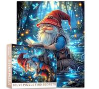 Enchanted Pond Gnome Puzzle 1000 Pcs Fireflies Book Art 27x20 Inch Cartoon Forest Night Adult Colorful DIY Puzzles for Home Decoration Gifts Family Puzzle Perfect for Game Nights