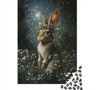 Enchanted Rabbit with Floral Crown 1000-Piece Puzzle for Adults, 70x50cm/1000pcs; for An Enjoyable Break at The Table; White Cardboard for Cleaner Sorting
