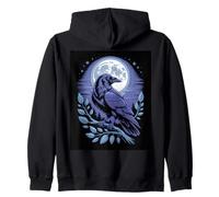 Enchanted Raven Moonlight Mystic Scene Zip Hoodie