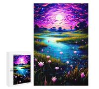 Enchanted River Under Moonlit Sky Art Jigsaw Puzzle, 1000 PCS, for Adult Puzzle Fans, A Creative Way to Unwind after A Busy Day, for Family Fun