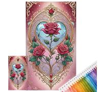 Enchanted Rose Heart Full 11CT DIY Stamped Embroidery Kit