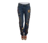 Enchanted Sicily Embellished Boyfriend Jeans- female- Dolce & Gabbana- Slim Fit Jeans- Blue- L- Jeans L
