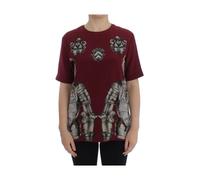 Enchanted Sicily Silk Blouse with Knight Print, female, Dolce & Gabbana, T-Shirts, Multicolor, S, Tops S