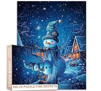 Enchanted Snowman Village Night Christmas Puzzle 1000 Pieces Magical Winter Wonderland Challenging Family Activity Games Colorful DIY Craft Puzzle for Home Decor Gifts