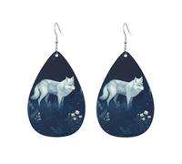 Enchanted Tree White Wolf Teardrop Earring Luxurious Teardrop Dangle Faux Leather Earrings Fashionable Pierced Earring For Accessories Women Party