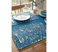 Catherine Lansfield Enchanted Twilight Animals Cotton 30x46cm Dining Placemat 4 Pack Navy Blue