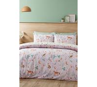 Catherine Lansfield Enchanted Twilight Animals Reversible King Duvet Cover Set with Pillowcases Lilac