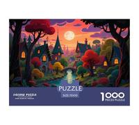 Enchanted Village Jigsaw Puzzles Puzzle for Adults Kids. 1000 Pieces River Moonlit Whimsical Challenge Toy Educational Games Home Decoration for Adults& Kids Age 14 Years Up 70x50cm/1000pcs