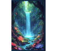 Enchanted Waterfall Forest, Writing Journal for Girls, Floral Garden, Fantasy Diary (6inx9in) 80 Lined Pages - Hardcover