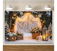 Enchanted White Winter Snow Forest Backdrop 10x8ft Xmas Rustic Wooden Arch