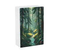 Enchanted Wilderness Fantasy on Dark Green Cigarette Case Stylish Lightweight Pocket Holder Case for Smoke Waterproof Cigarette Dispenser Cigarettes Accessories for Outdoor Camping Hiking