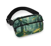 Enchanted Wilderness Fantasy on Dark Green Fanny Pack with Multiple Pockets, Personalized Waist Bag with Zipper, Multifunctional Bum Bags for Travel, Belt Bag with Adjustable Strap, Crossbody Bags