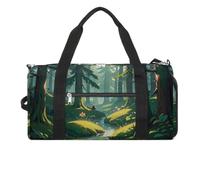 Enchanted Wilderness Fantasy on Dark Green Gym Bag for Men Women Water Resistant Duffle Bag Travel Lightweight Bag for Travel Sports, white, One Size