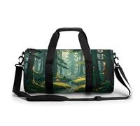 Enchanted Wilderness Fantasy on Dark Green Gym Bag for Men Women Water Resistant Duffle Bag Travel Lightweight Bag for Travel Sports, white, 17.7in/9in/9in